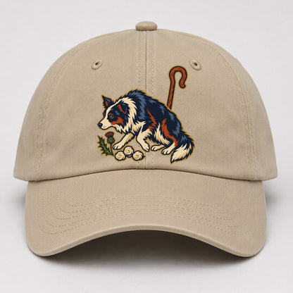Shepherd Crook Sheepdog And Wool Sprig Uk Culture Heritage Baseball Cap – Khaki