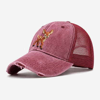 Fawn First Step Washed Trucker Hat – Wine Red