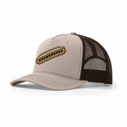 Ten Hole Harmonica Trucker Hat – Khaki Brown