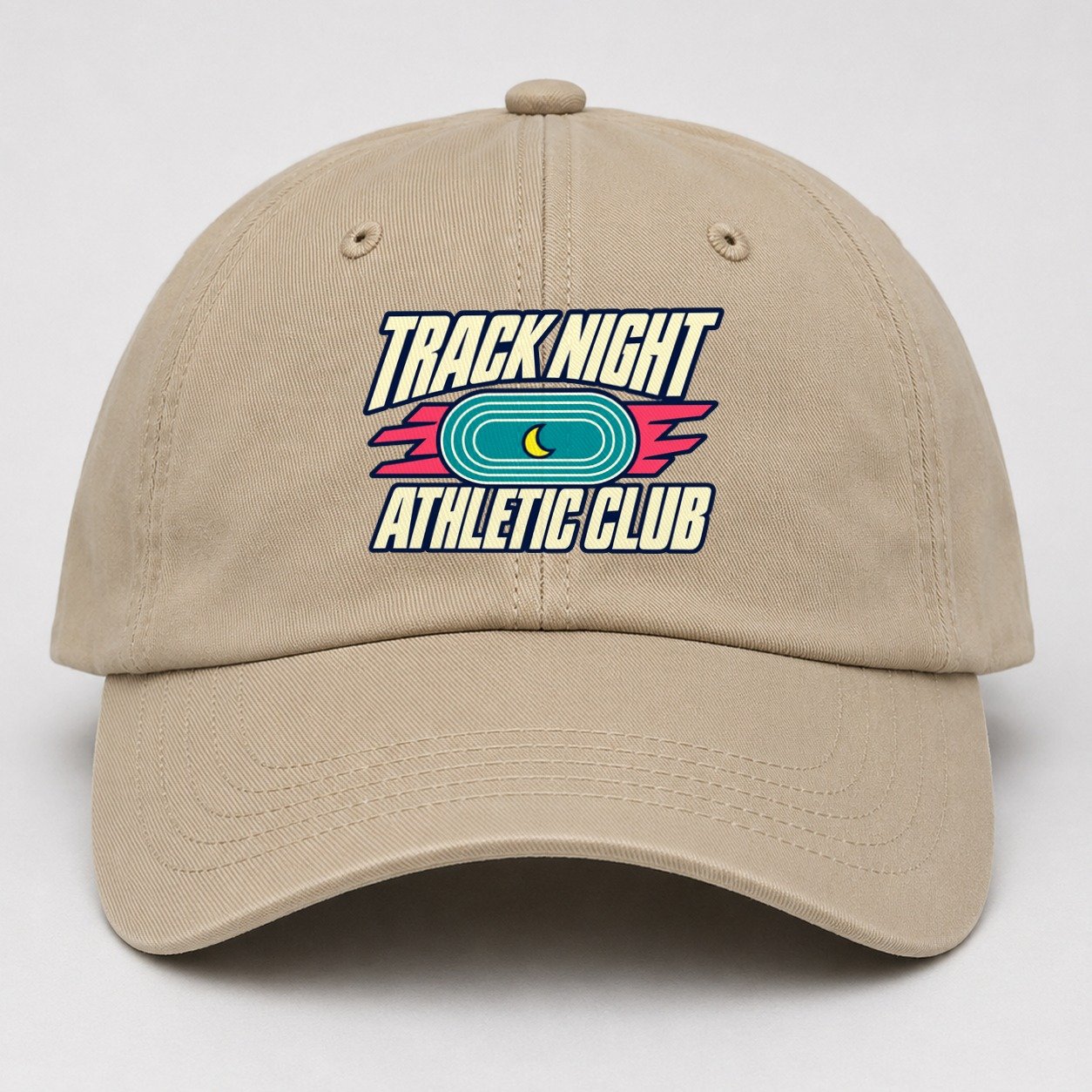 Track Night Athletic Club 90S Running Clubs Baseball Cap – Khaki