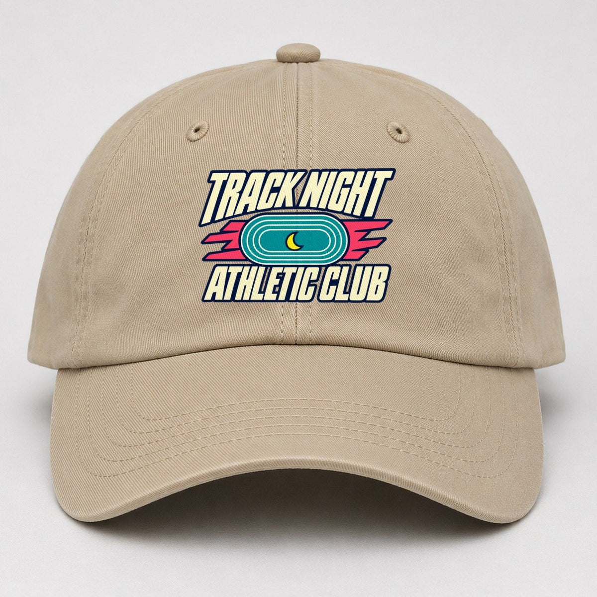 Track Night Athletic Club 90S Running Clubs Baseball Cap – Khaki