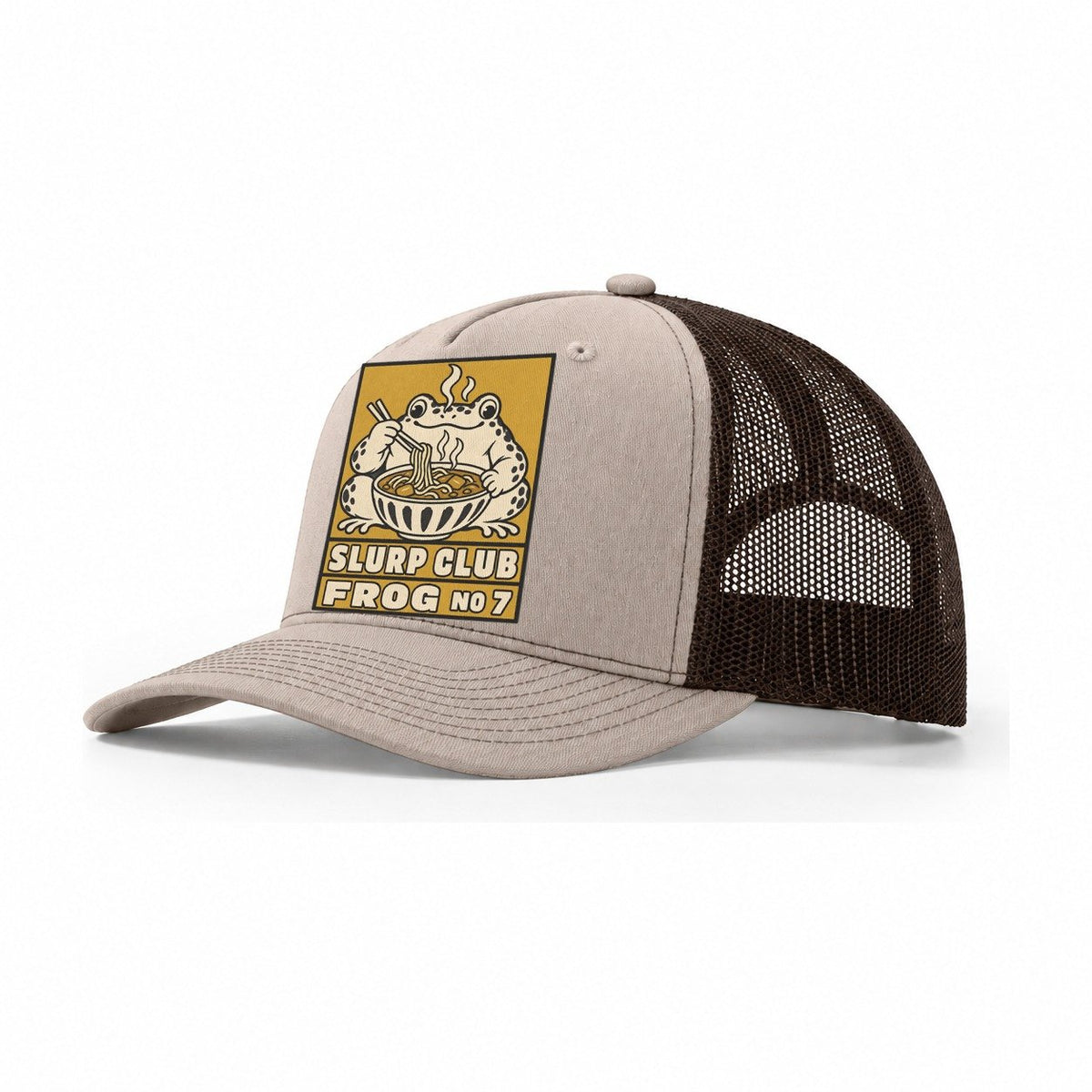 Frog Curry Slurp Club Trucker Hat – Khaki Brown