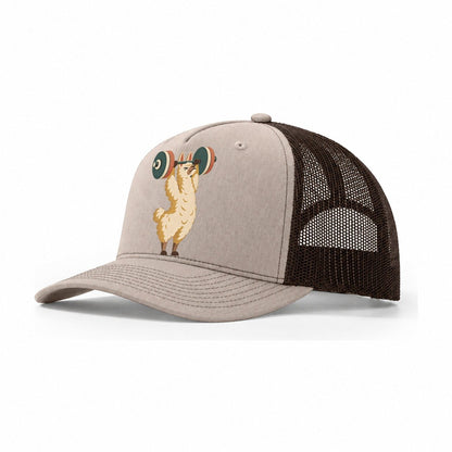 Llama Overhead Carry Animal Lifters Trucker Hat – Khaki Brown