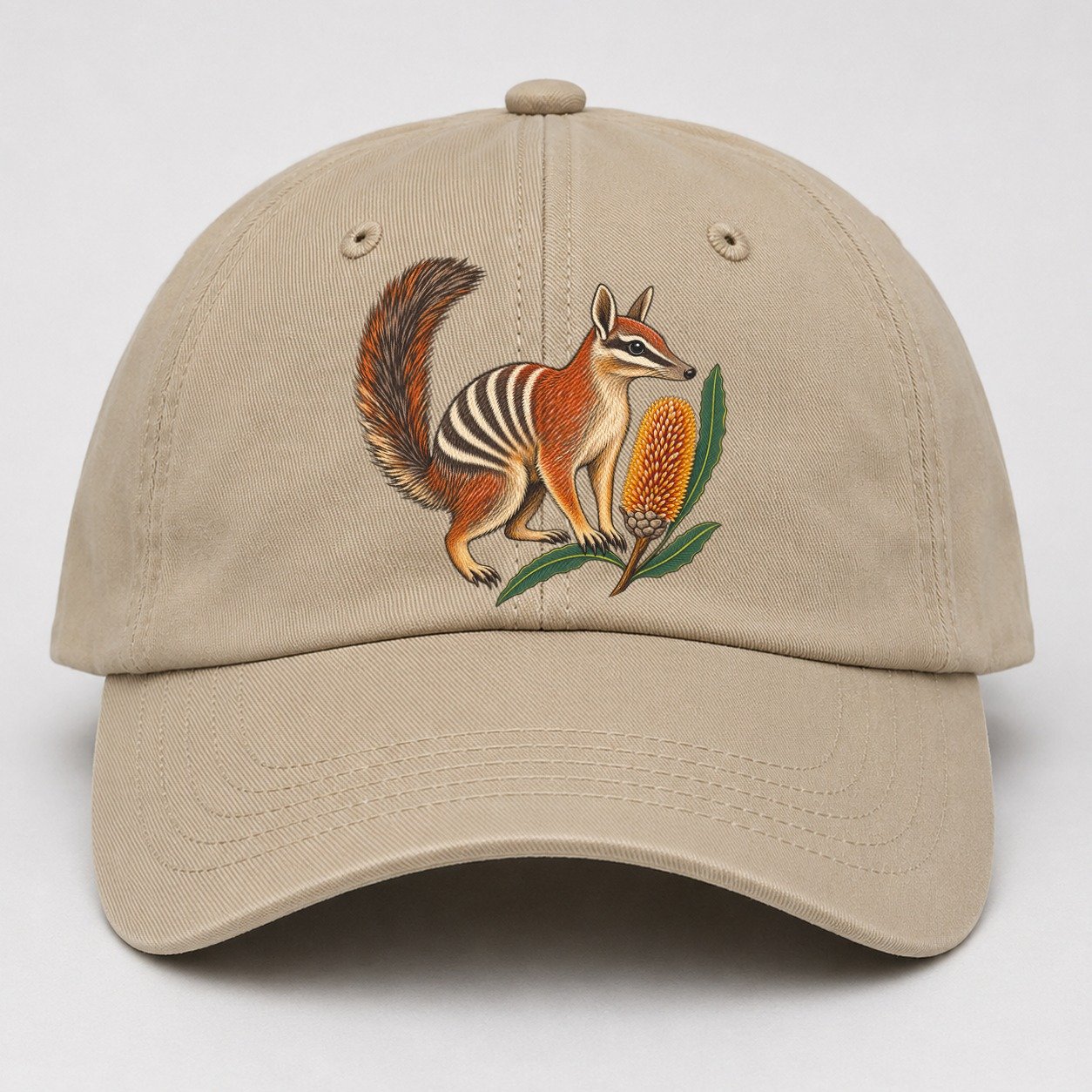 Numbat And Banksia Cones Australia Cultural Icons Baseball Cap – Khaki