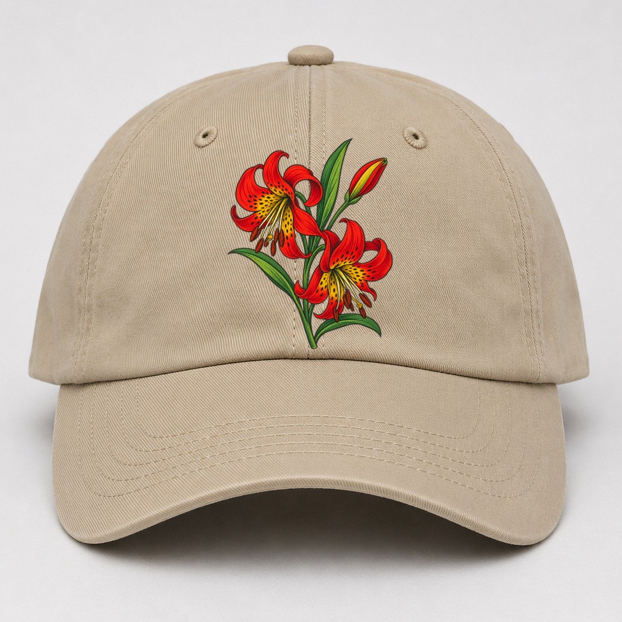 Saskatchewan Western Red Lily Canada Cultural Icons Baseball Cap – Khaki