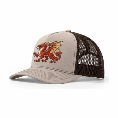 Welsh Dragon Trucker Hat – Khaki Brown