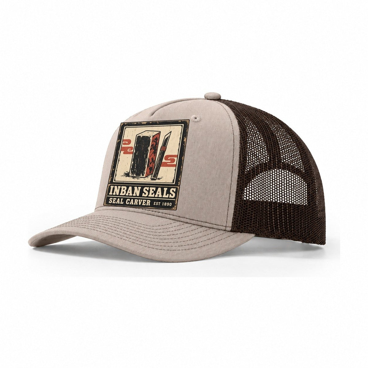 Inban Seal Carvers Noren Trade Co Trucker Hat – Khaki Brown