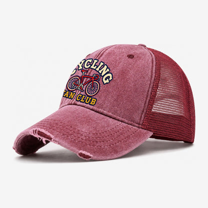 Cycling Fan Club Washed Trucker Hat – Wine Red
