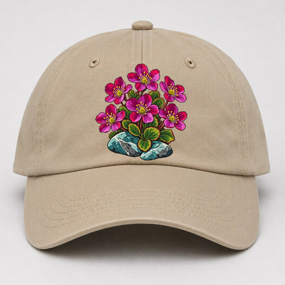 Nunavut Purple Saxifrage Canada Cultural Icons Baseball Cap – Khaki