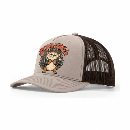 Hedgehog Spike Curls Animal Lifters Trucker Hat – Khaki Brown