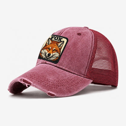 Fox Washed Trucker Hat – Wine Red