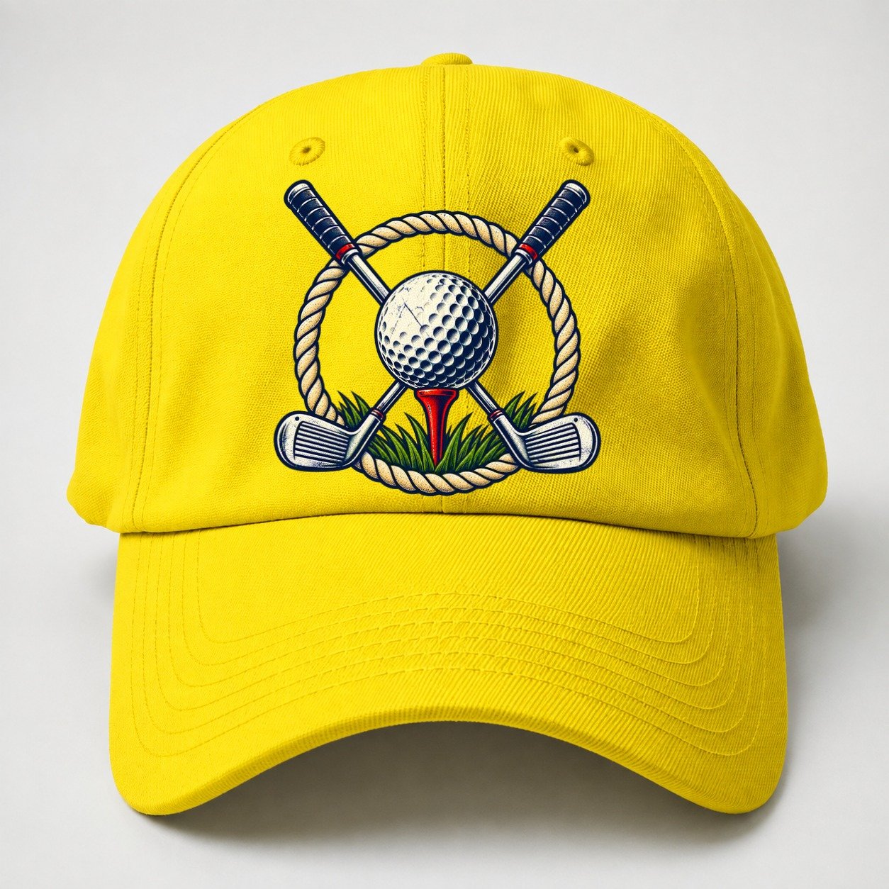 Crossed Clubs Crest Golf Life Baseball Cap – Yellow