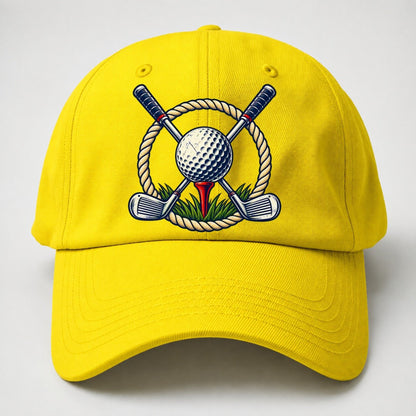 Crossed Clubs Crest Golf Life Baseball Cap – Yellow