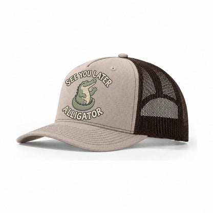 Alligator Animal Puns Trucker Hat – Khaki Brown