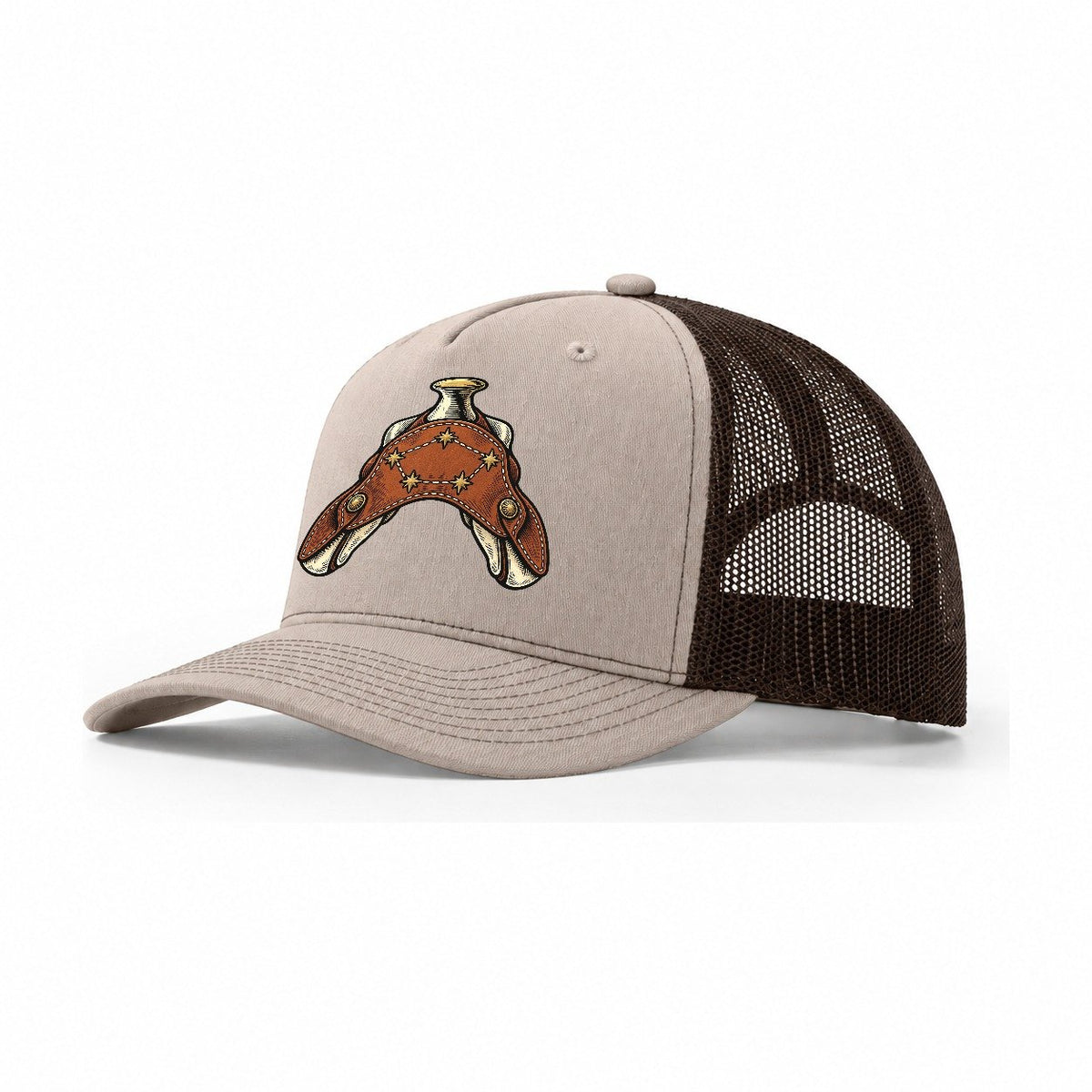 Star Saddle Stitch Sundown Familiars Trucker Hat – Khaki Brown