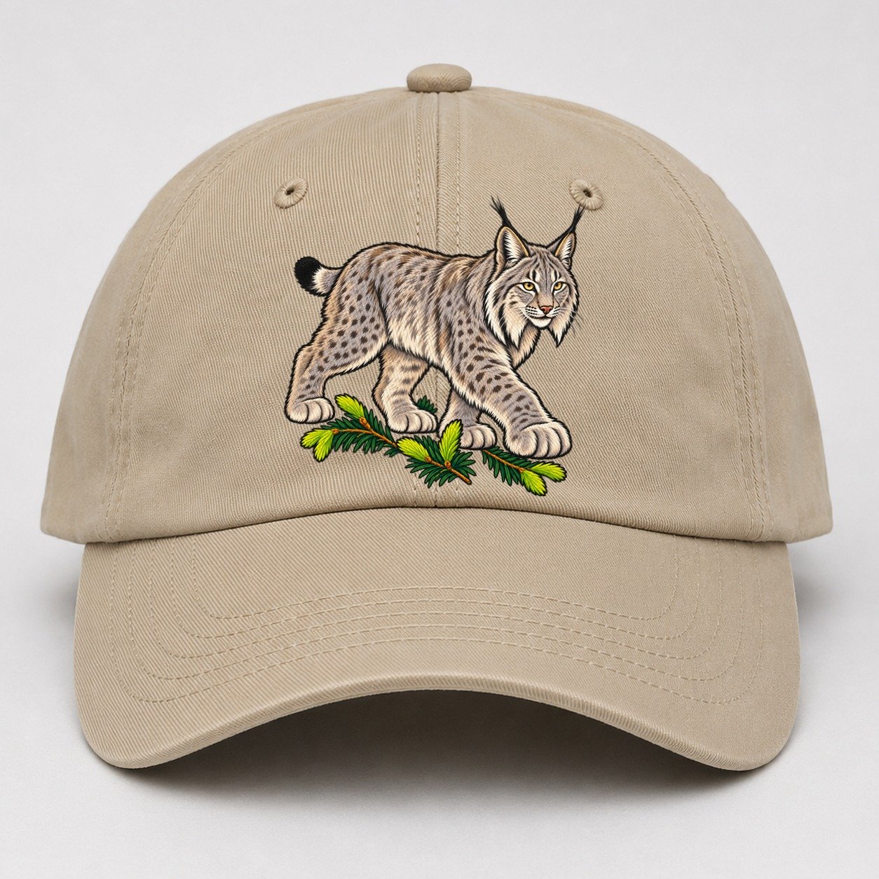 Canada Lynx And Spruce Tips Canada Cultural Icons Baseball Cap – Khaki