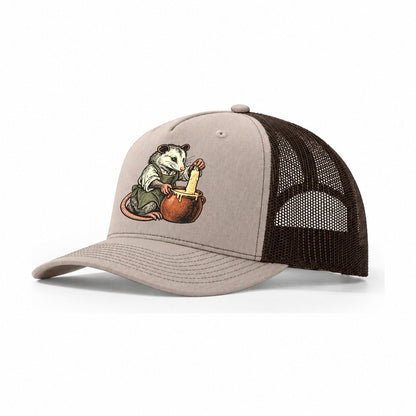 Opossum Candle Maker Sundown Familiars Trucker Hat – Khaki Brown