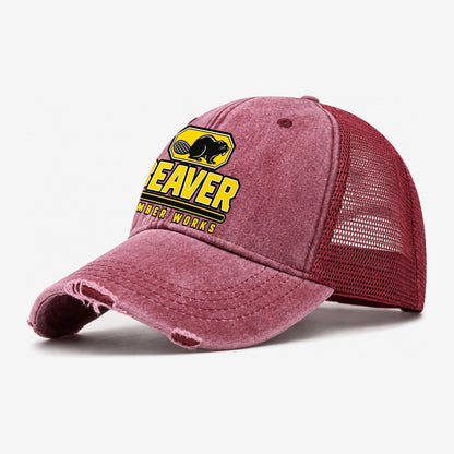 Beaver Timber Works Heavy Duty Washed Trucker Hat – Wine Red