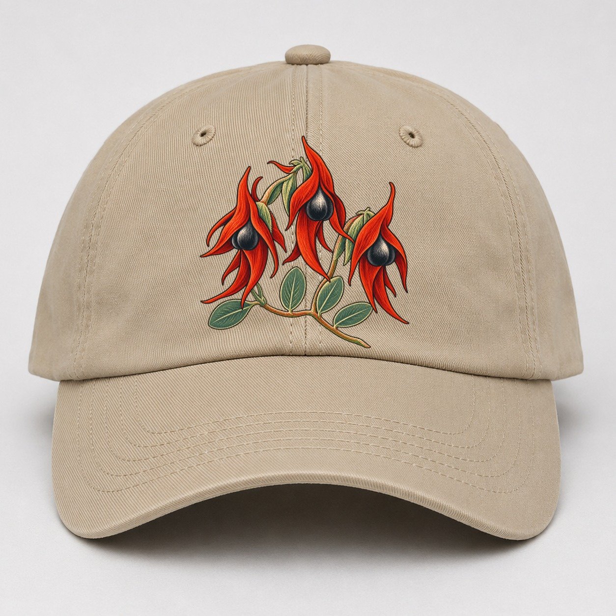 South Australia Sturt Desert Pea Cluster Australia Cultural Icons Baseball Cap – Khaki