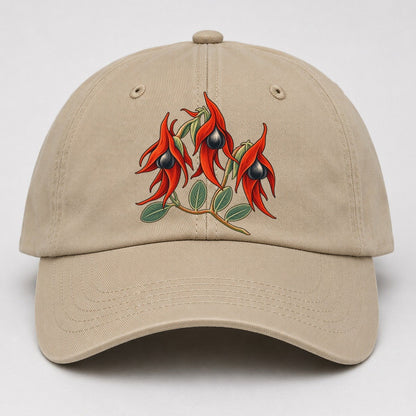 South Australia Sturt Desert Pea Cluster Australia Cultural Icons Baseball Cap – Khaki