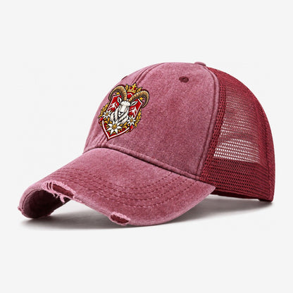 Switzerland Heraldic Crest Country Logos Washed Trucker Hat – Wine Red