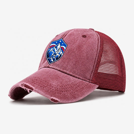 Slovenia Minimal Emblem Country Logos Washed Trucker Hat – Wine Red