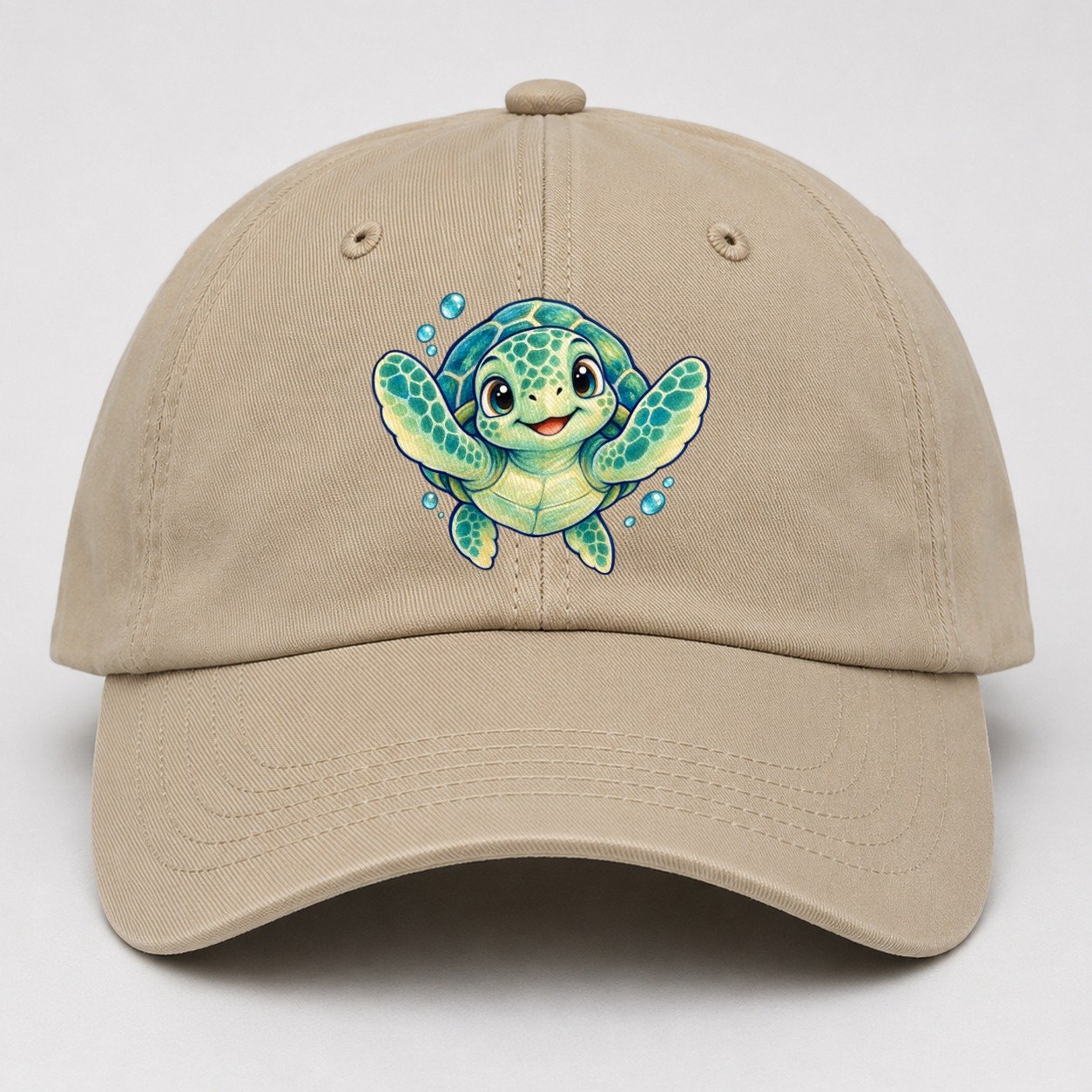 Sea Turtle Front Paddle Sea Sprite Baseball Cap – Khaki