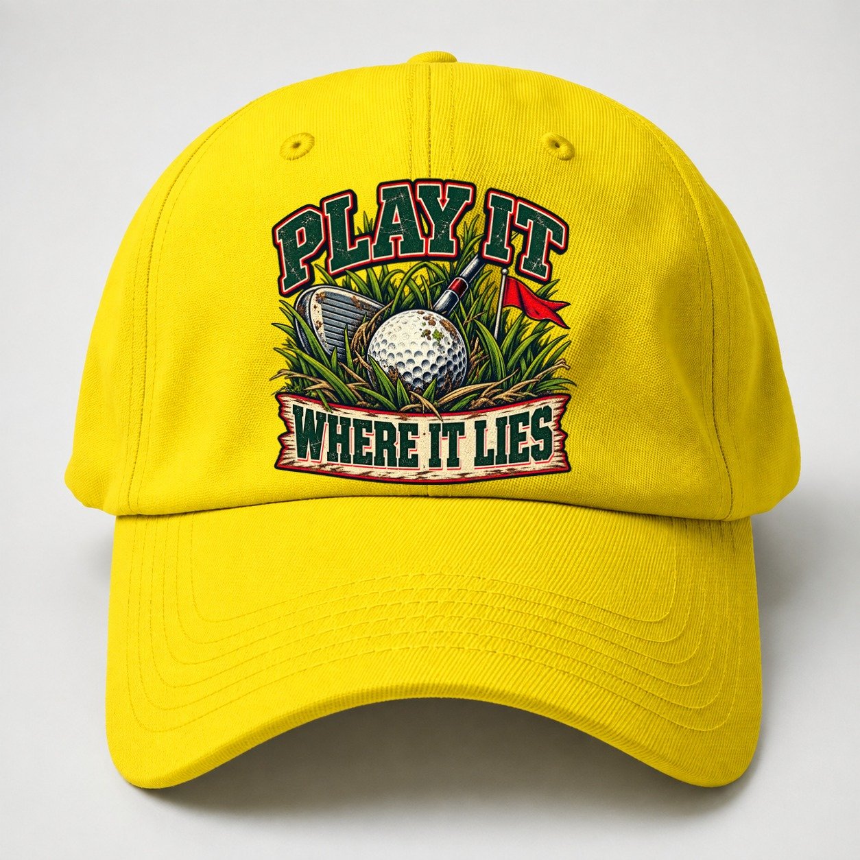 Play It Where It Lies Golf Life Baseball Cap – Yellow