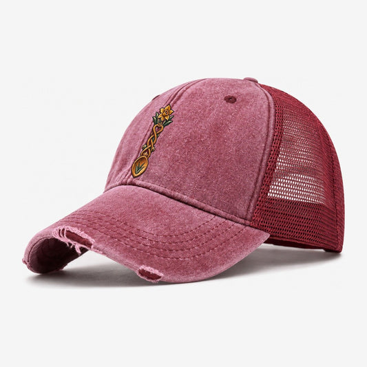 Welsh Love Spoon Carved For Friendship Uk Culture Heritage Washed Trucker Hat – Wine Red