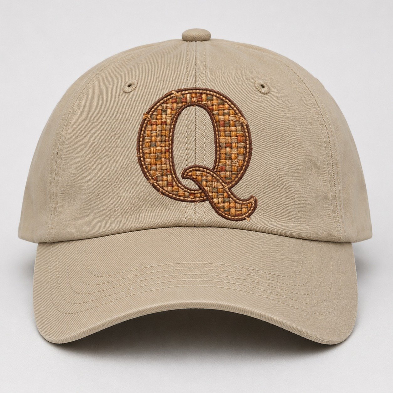 Woven Tweed Q Monogram Baseball Cap – Khaki