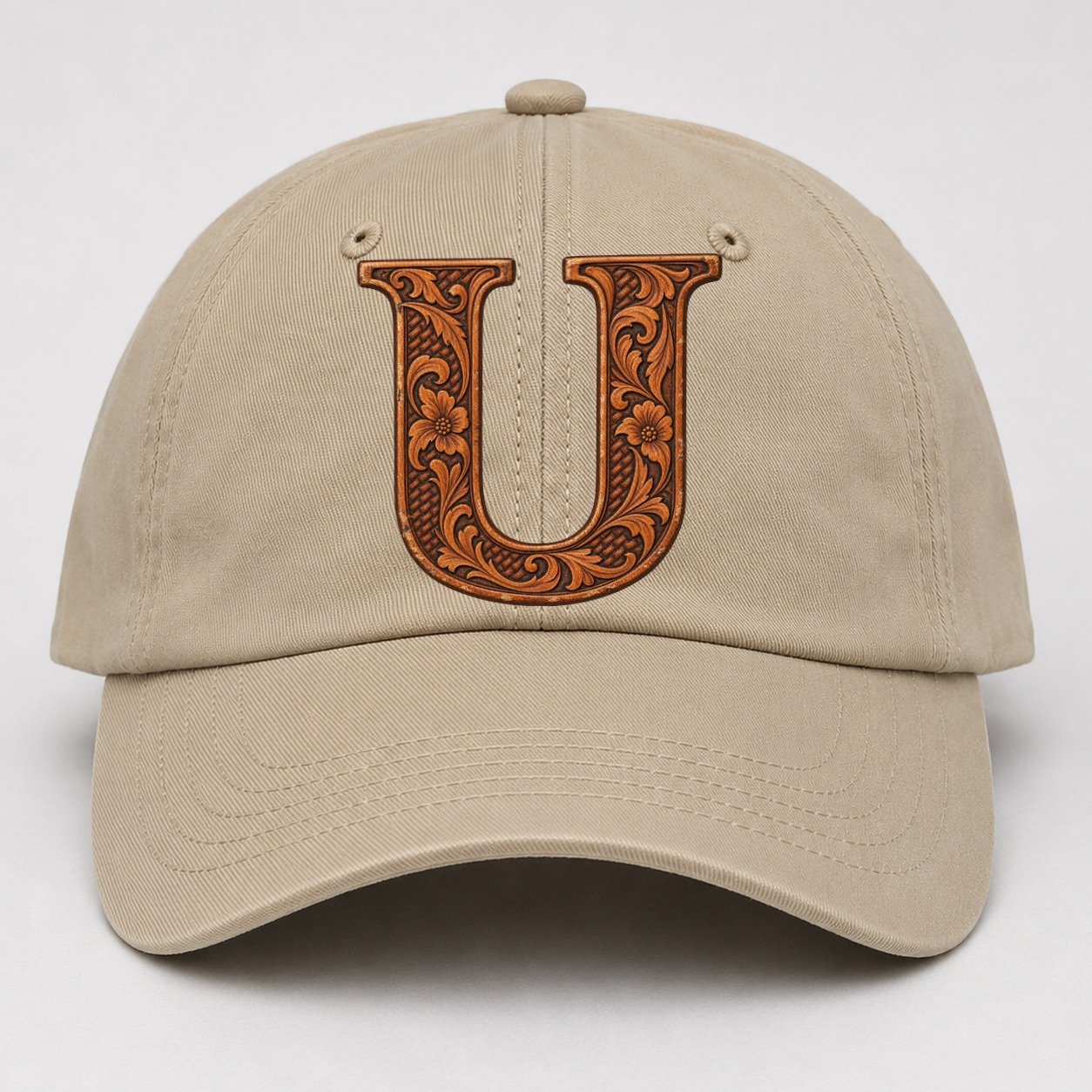 Tooled Leather U Monogram Baseball Cap – Khaki