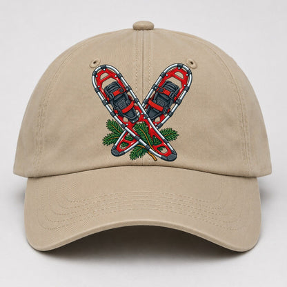Modern Aluminum Snowshoes And Balsam Bough Canada Cultural Icons Baseball Cap – Khaki