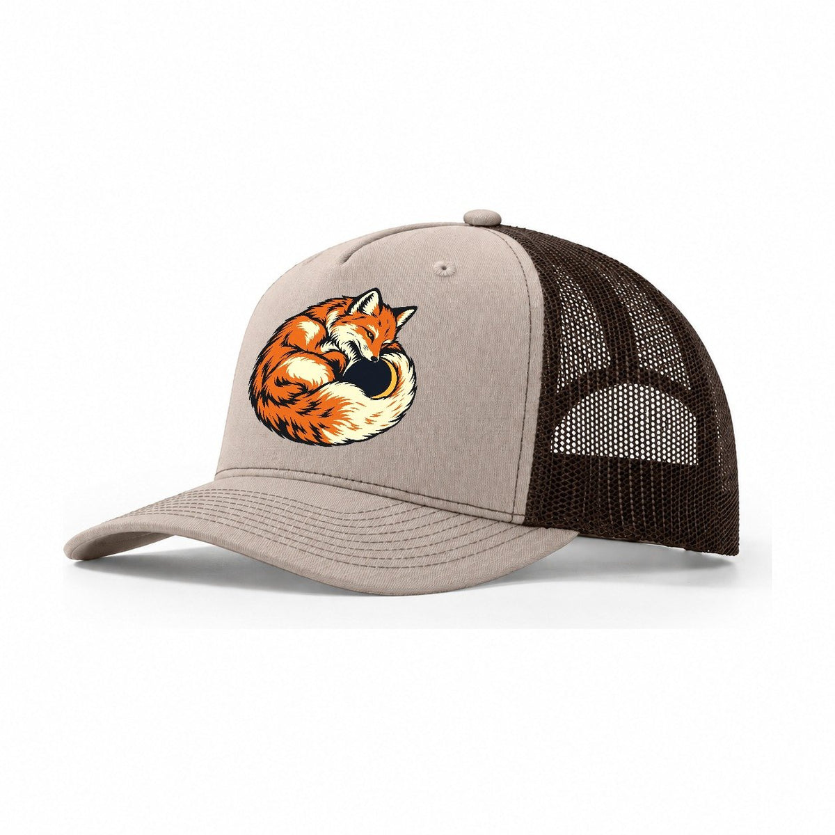 Fox Eclipse Tail Sundown Familiars Trucker Hat – Khaki Brown