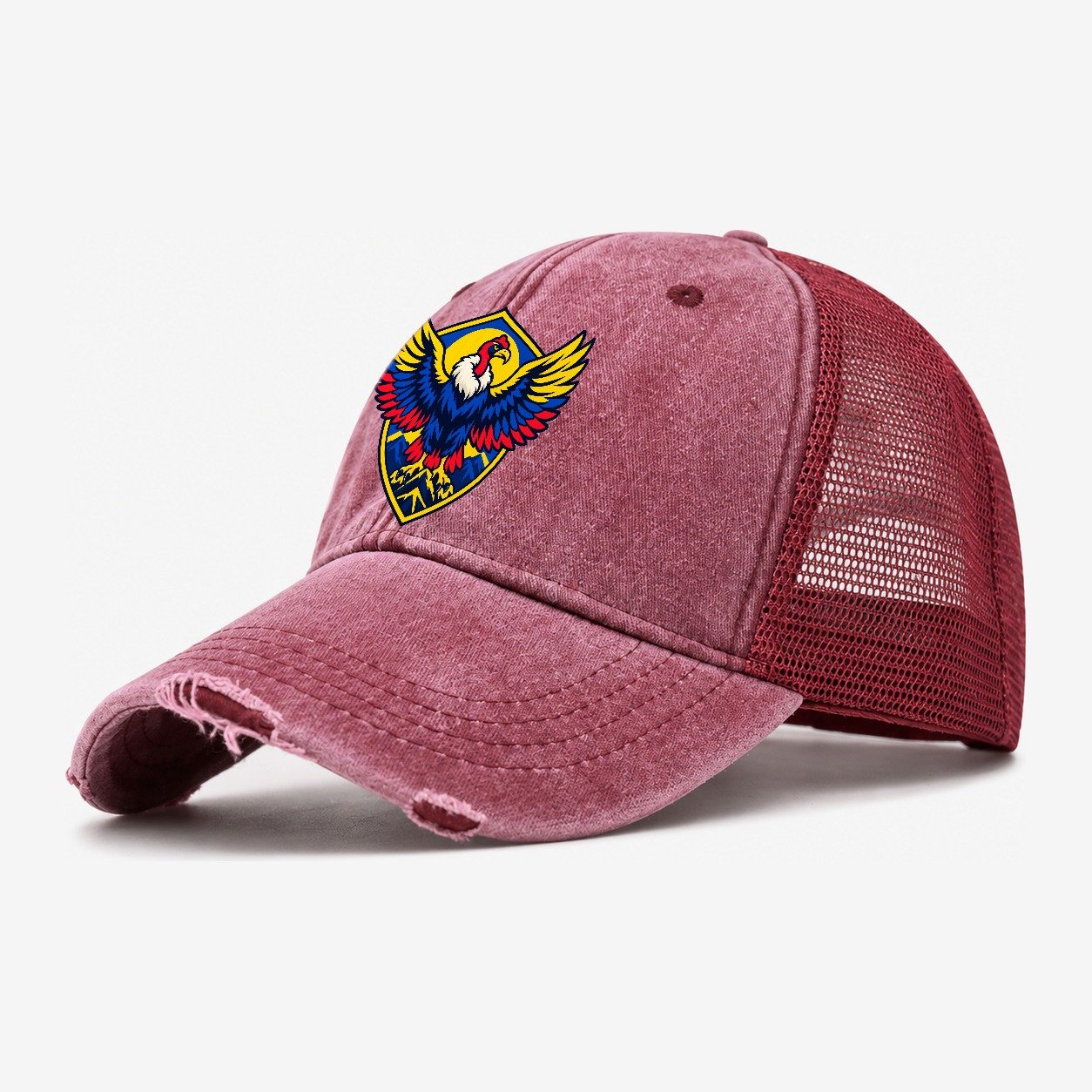 Colombia Minimal Emblem Country Logos Washed Trucker Hat – Wine Red