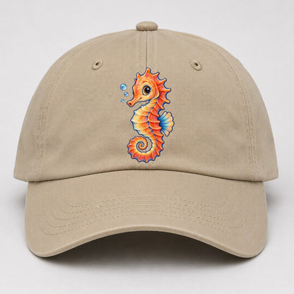 Seahorse Tail Spiral Sea Sprite Baseball Cap – Khaki