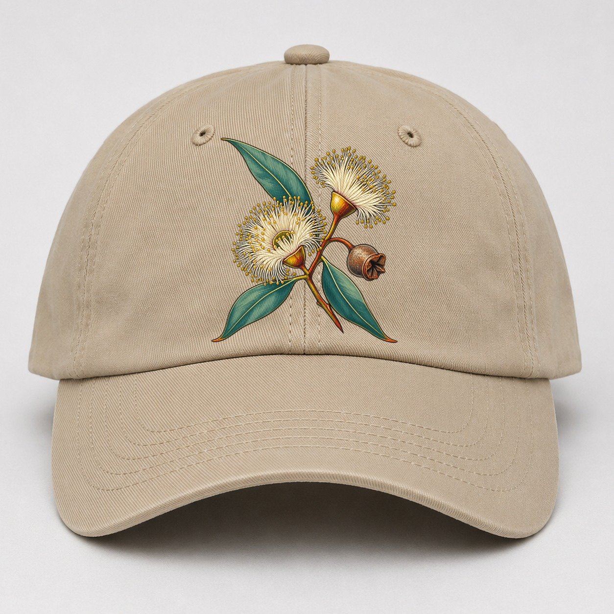 Tasmania Blue Gum Blossom And Capsule Australia Cultural Icons Baseball Cap – Khaki