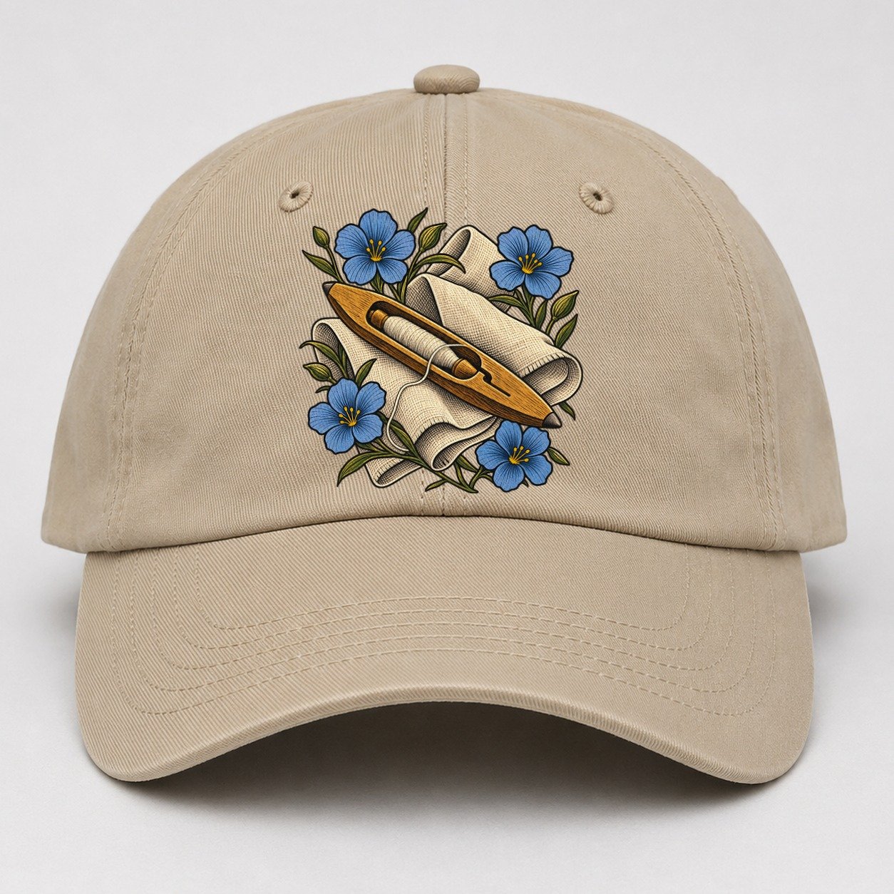 Ulster Linen Shuttle And Flax Uk Culture Heritage Baseball Cap – Khaki