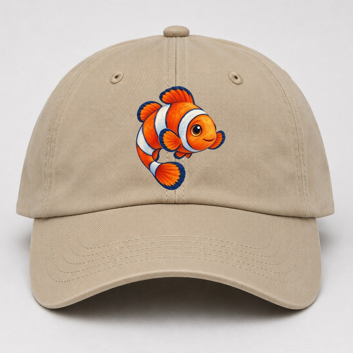 Clownfish Crescent Swim Sea Sprite Baseball Cap – Khaki