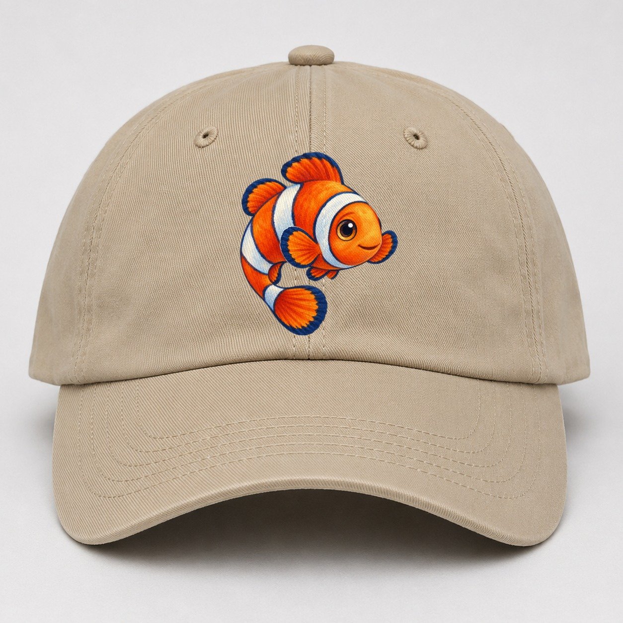 Clownfish Crescent Swim Sea Sprite Baseball Cap – Khaki