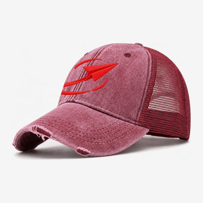 Paper Plane Open Orbit Micro Motion Mark Washed Trucker Hat – Wine Red