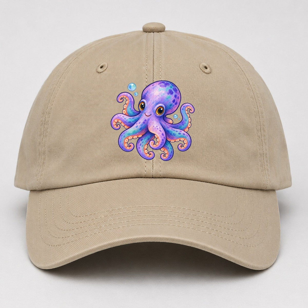 Octopus Playful Pinwheel Sea Sprite Baseball Cap – Khaki