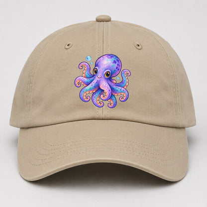 Octopus Playful Pinwheel Sea Sprite Baseball Cap – Khaki