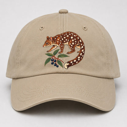 Spotted Tail Quoll And Mountain Pepper Berries Australia Cultural Icons Baseball Cap – Khaki