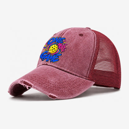 One More Game Pickleball Life Washed Trucker Hat – Wine Red