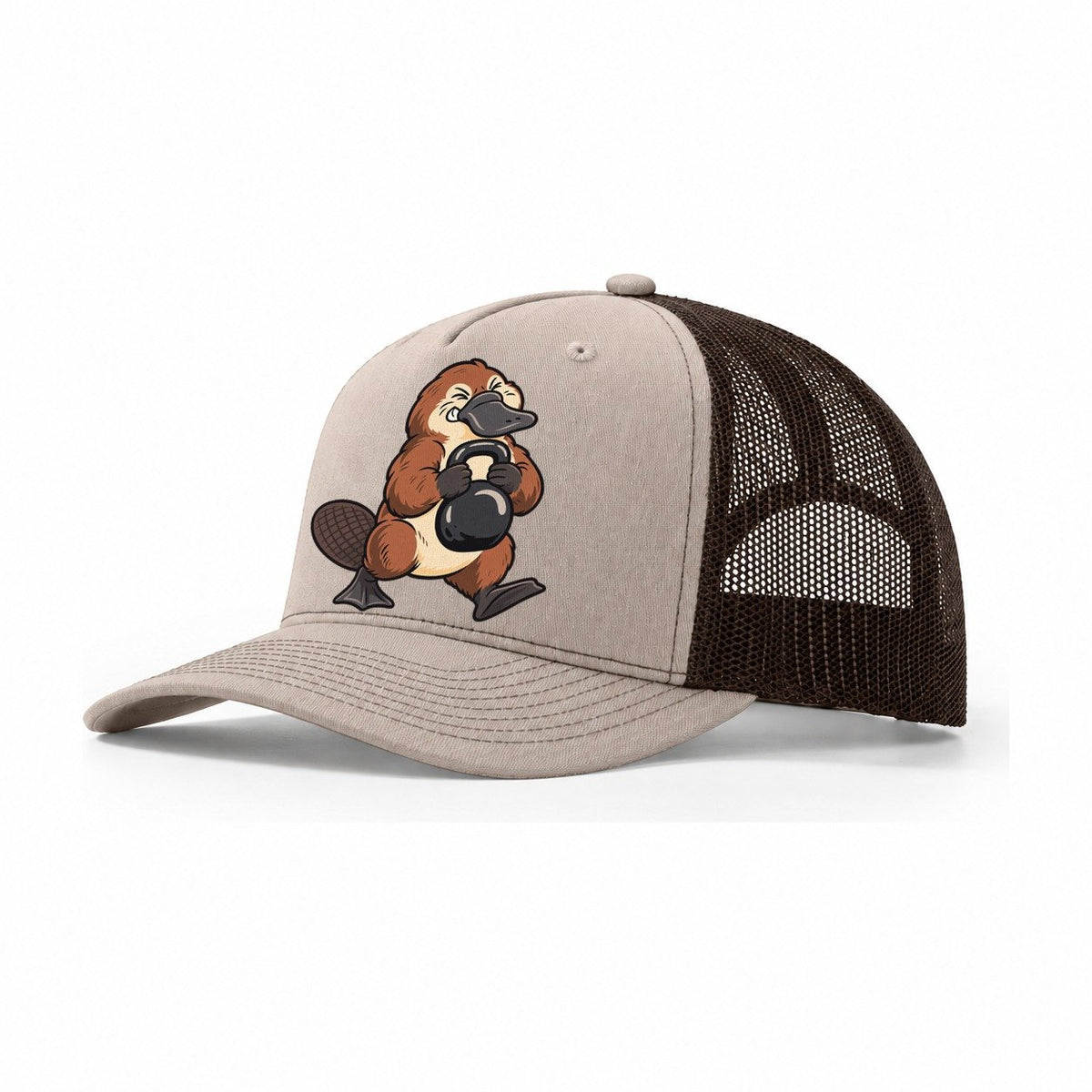 Platypus Duck Walk Animal Lifters Trucker Hat – Khaki Brown
