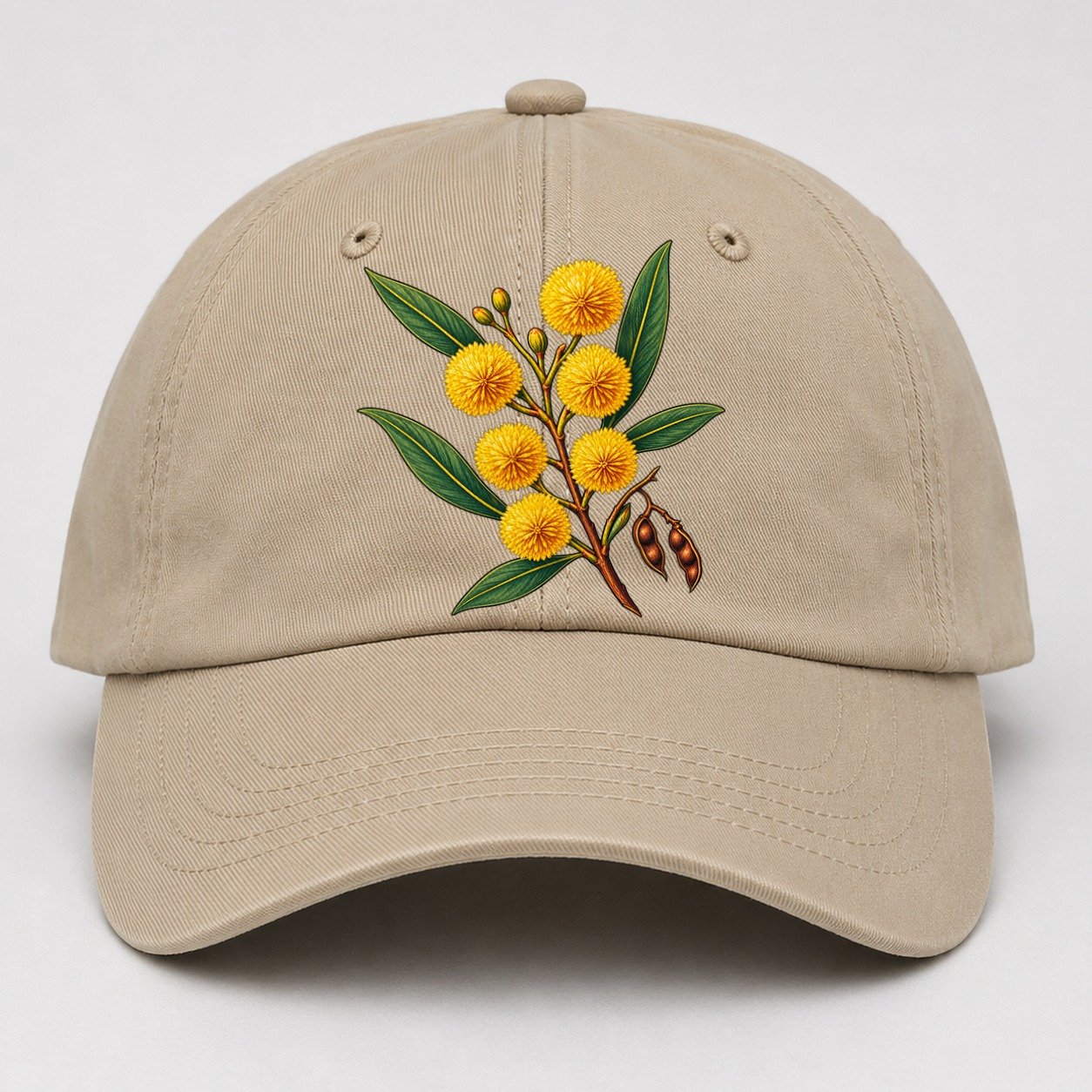 Golden Wattle Flowering Sprig Australia Cultural Icons Baseball Cap – Khaki
