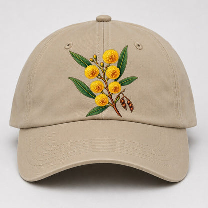 Golden Wattle Flowering Sprig Australia Cultural Icons Baseball Cap – Khaki