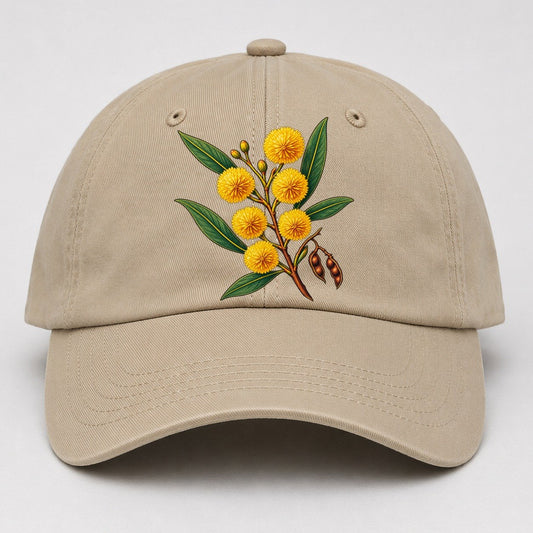 Golden Wattle Flowering Sprig Australia Cultural Icons Baseball Cap – Khaki