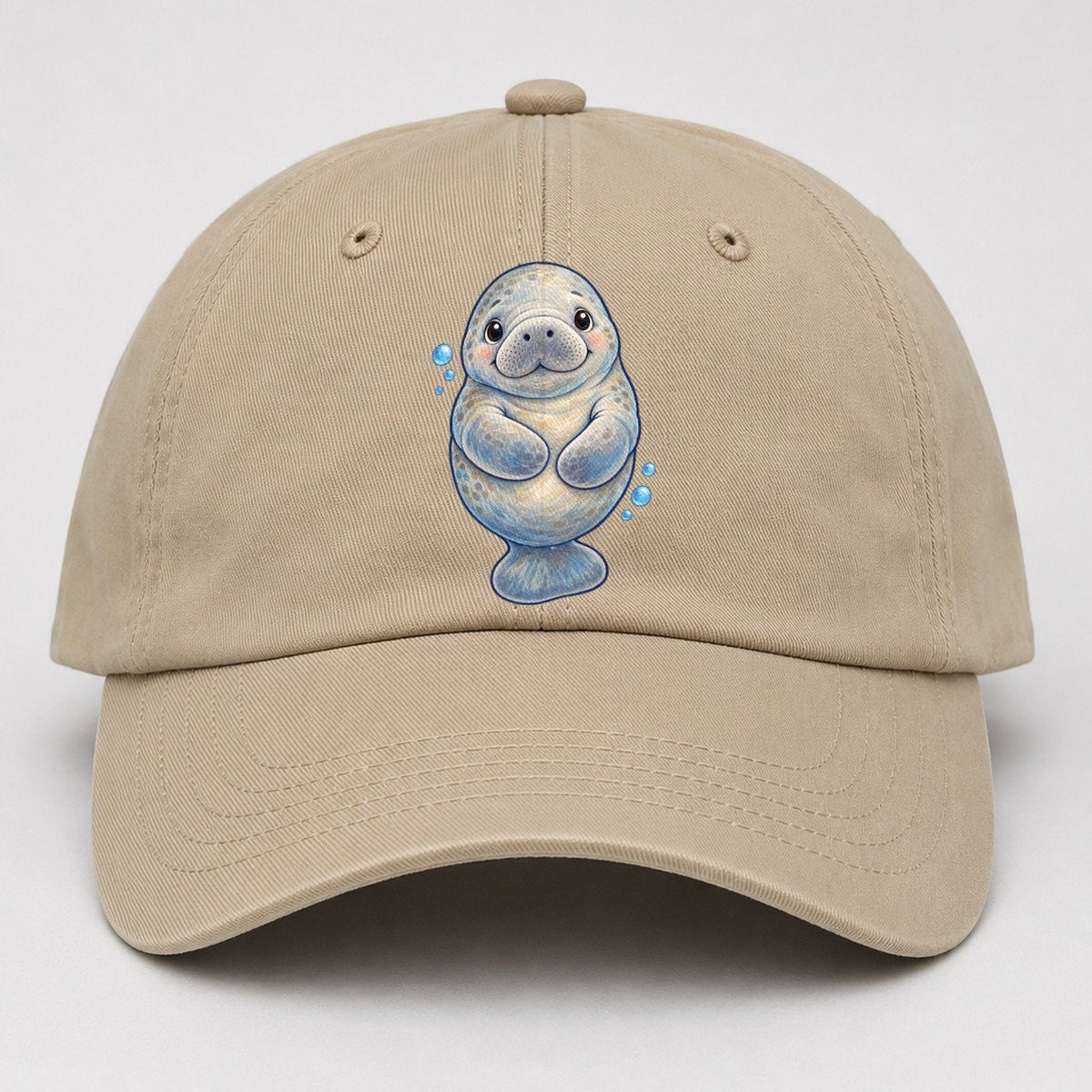 Manatee Front Flipper Hug Sea Sprite Baseball Cap – Khaki