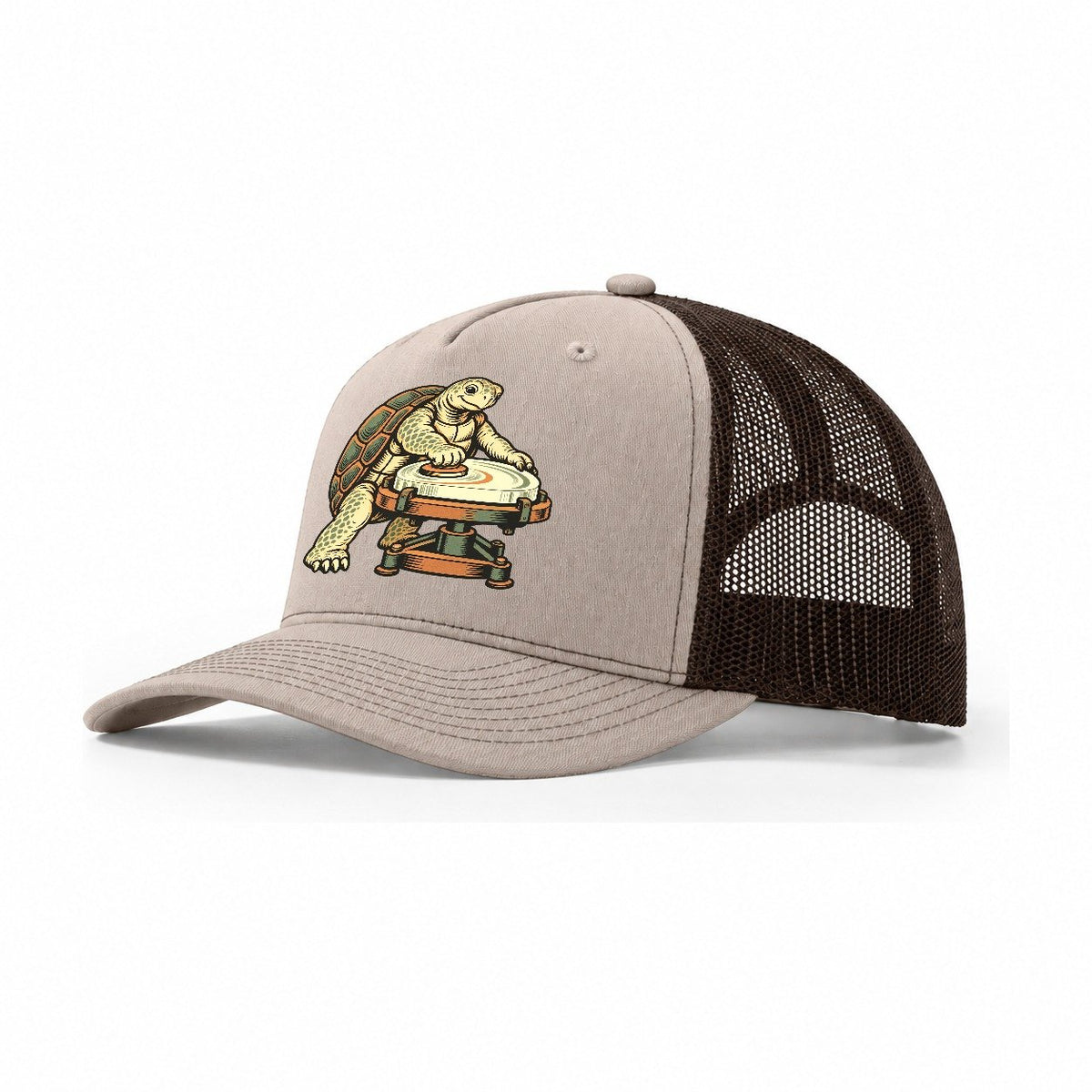 Turtle Lens Grinder Sundown Familiars Trucker Hat – Khaki Brown